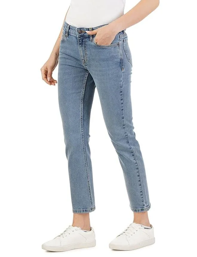 inkd Denim drama Women's Slim Fit Jeans - Mid-Rise | Cotton Blend | Stretchable | Classic 5 Pocket Styling | Jeans for Women for Women | Best Price UAE